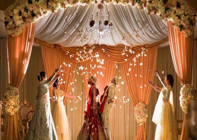 Describe the traditional Indian wedding attire for brides